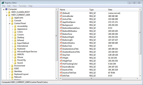 Editing the Windows Registry with the Registry Editor.