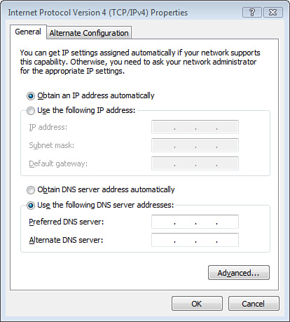 Entering new DNS server addresses.