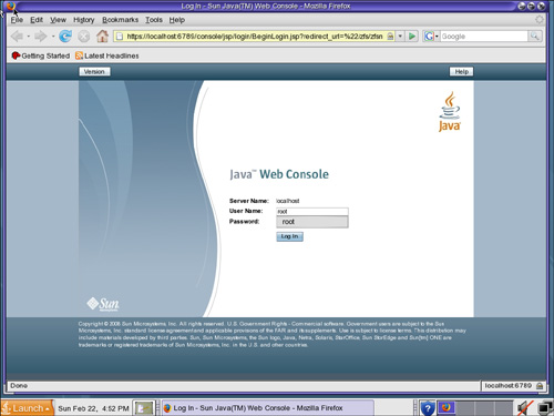 FIGURE 9.1 Web Console login screen