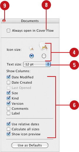 Change List View or Cover Flow Options