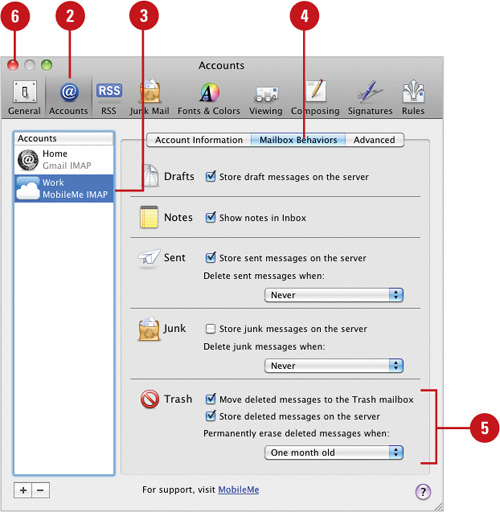 Permanently erase deleted messages when.