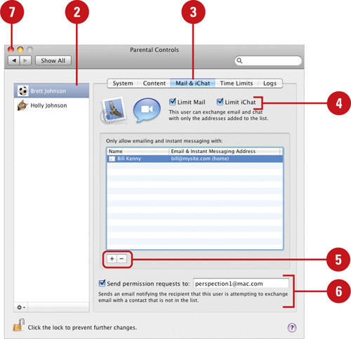 Set Mail and iChat Controls