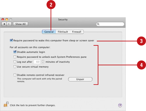 Set System Security Preferences