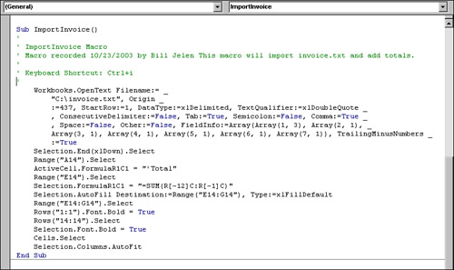 Recorded code from example in Chapter 1.