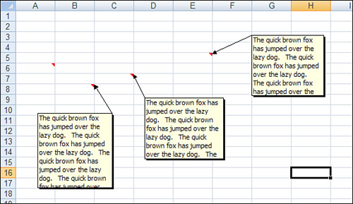 By default, Excel doesn’t size the comment boxes to show all the entered text.