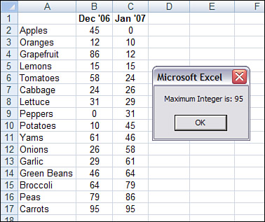 Return the Max variable in an array.