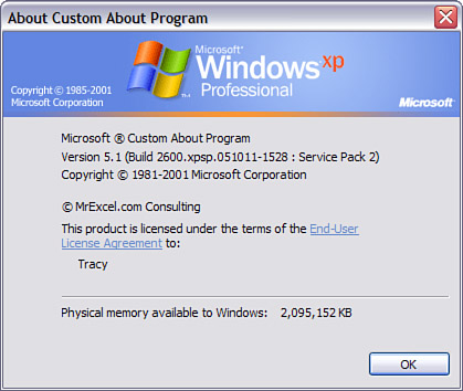 You can customize the About dialog used by Windows for your own program.