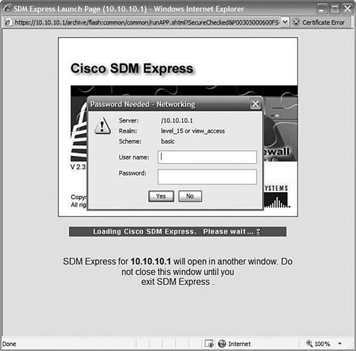 Privileged EXEC level access to SDM Express.