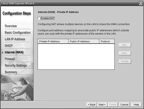 Disabling static NAT in SDM Express.