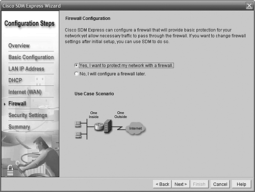 Enabling automatic firewall configuration in SDM Express.