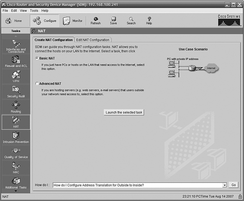 Configure Basic NAT in full SDM interface.