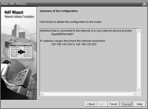 Basic NAT Wizard finish screen.