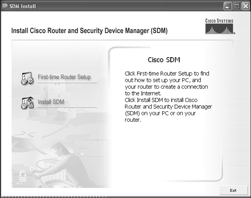 Install Cisco Router and Security Device Manager (SDM).