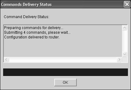 Commands Delivery Status window.