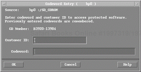 The window to enter customer ID and codeword.