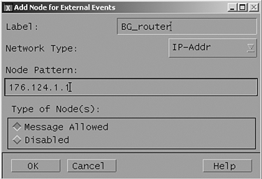 Add Node for External Events dialog box.OVO (OpenView Operations)administratornodesadministrator (OVO)nodesaddingnodesadding