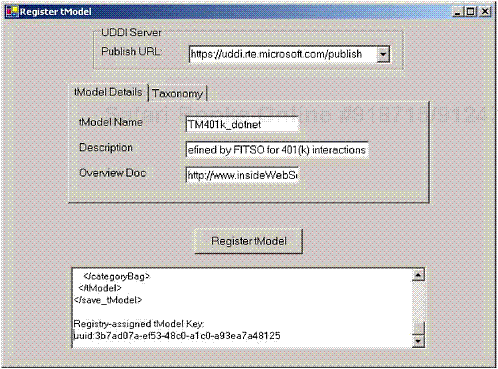 Registration of FITSO tModel for 401(k) information services.