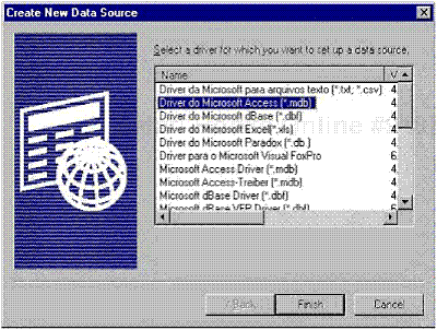 Choosing the ODBC driver.
