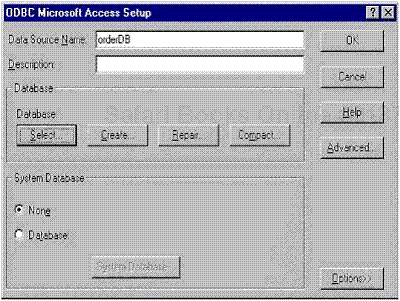 Attributing a DSN to a database.