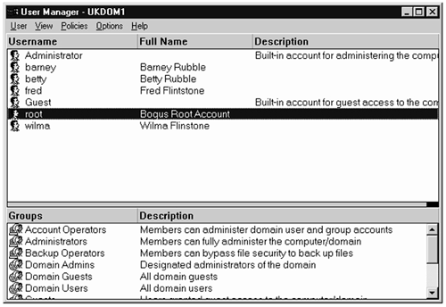 User manager for domains.