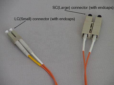 SC and LC fibre-optic connectors.