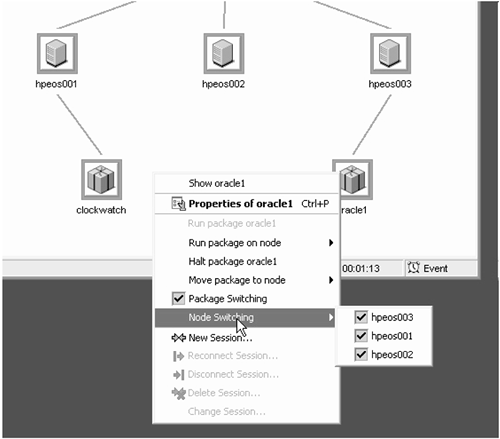 Serviceguard Manager: package management.