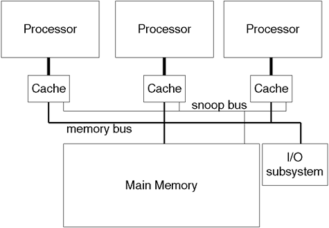 SMP architecture with a private snoop bus.