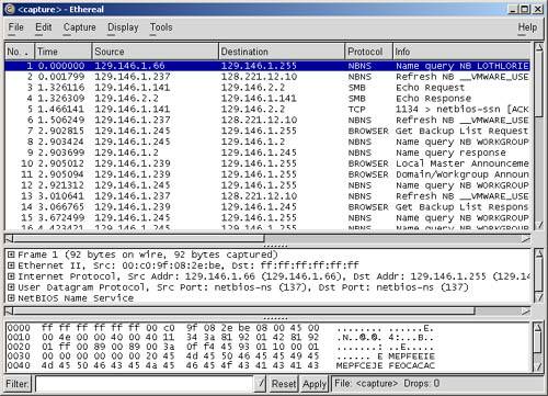 Main Ethereal Data Window