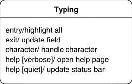 Internal events shown with the typing state of a text field