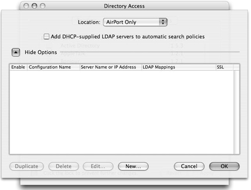 The LDAPv3 Plug-in’s initial configuration dialog after clicking the Show Options triangle.