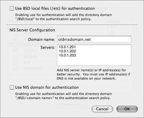 Binding a Mac OS X Server to an NIS.