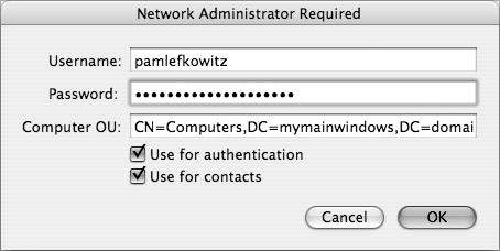After clicking the Bind button, you are asked to authenticate as an Active Directory user with write access to the OU specified in the path.