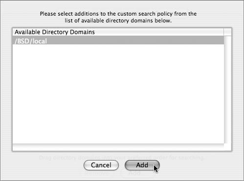 Clicking the Add button reveals the newly setup BSD/Local authentication option to add to the path.