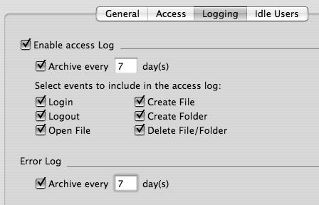 Saving all types of AFP service information to the Access log file.