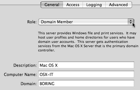 Selecting Domain Member from the Role menu.