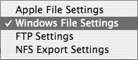 Choose Windows File Settings to manage share point options over SMB.