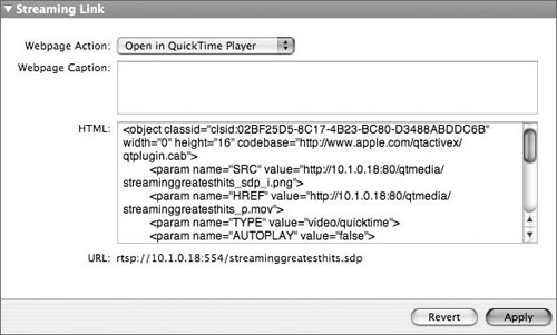 The Open in QuickTime Player option allows the image to be embedded.
