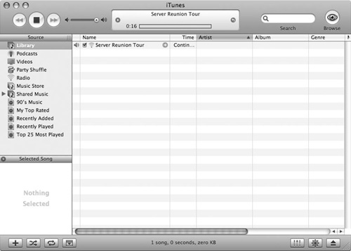 iTunes opens up and the MP3 stream begins.