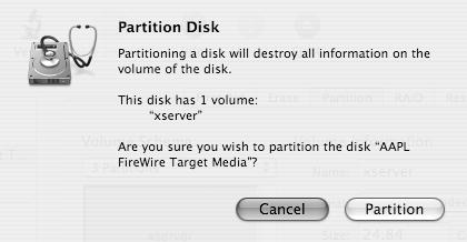 Click Partition in the confirmation dialog.