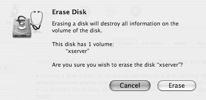 Click Erase in the Erase Disk confirmation dialog.