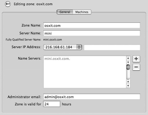 Entering default zone data for the DNS service.