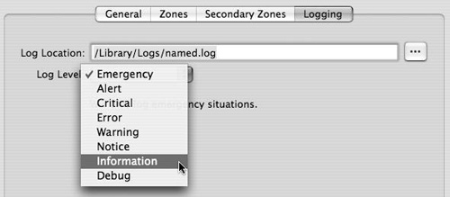 The Logging tab lets you change the location of the log file and logging details.
