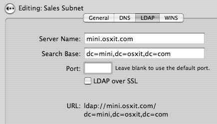 Double-click the subnet, and enter the LDAP data to be pushed down to the client.