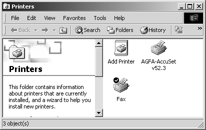 To Windows 2000, a fax device is just another printer. It's not, however, a shared printer, meaning that you can't share your fax with others on your network.