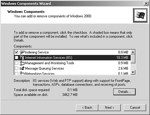 To find out what something is, click its name once. And if the Details button appears, you've clicked something that contains several other somethings. Click Details to see a list of the software modules within this category.