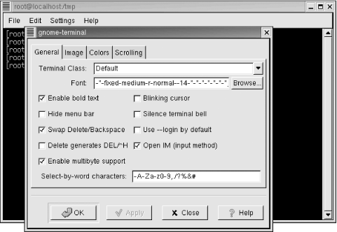 Editing terminal settings