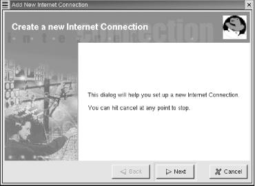 The “Create a new Internet connection” wizard