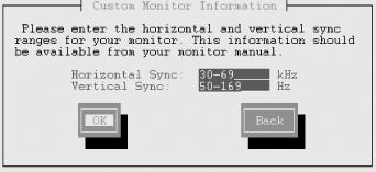 The Custom Monitor Information dialog box