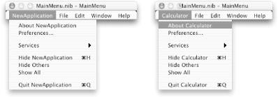 Application Menu before (left) and after (right) customization