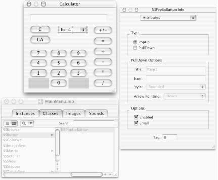 New pop-up menu in Calculator window with pertinent inspector